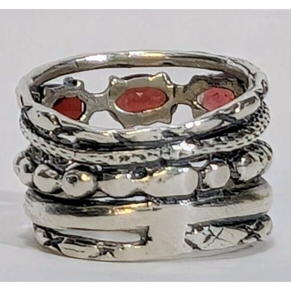 Sundance Catalog Sterling Silver Garnet Diamond All Together Ring Size 5 Israel - Picture 4 of 9